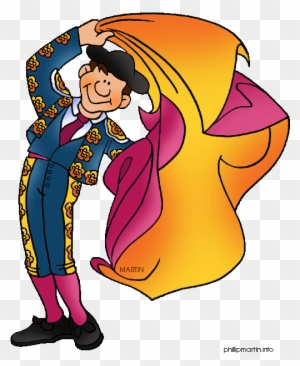 Spanish Man And A Woman In National Costume Vector - Spanish Bull Clipart