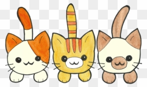 Three Cute Kittens By Paintedfairytale - Three Kittens Cartoon