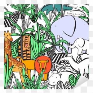 Seamless Pattern With Wild Animals Of The Jungle Thickets - Tiger