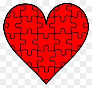 Red Heart With Puzzle Pieces - Heart With Puzzle Pieces