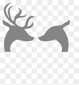 Deer Silhouette Animal Free Black White Clipart Images - Buck And Doe Heart Stencil