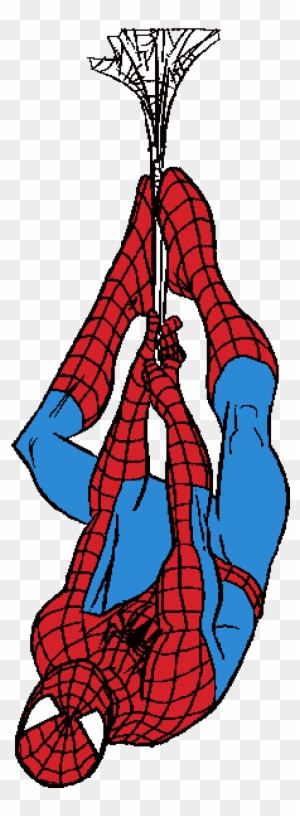 Spiderman Clip Art - Spiderman Hanging From Web.