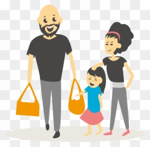 Family Shopping Illustration - Family Cartoon People Shopping Png