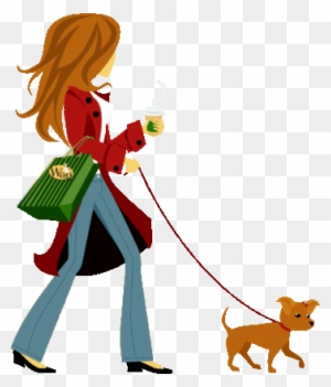 Cartoon Dogs Walking - Girl Walking A Dog