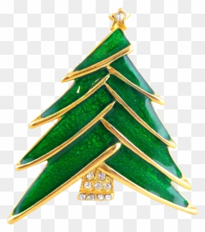 Dynamic Vintage Green Enamel Rhinestone Christmas Tree - Christmas Tree