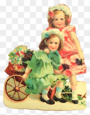 Vintage Valentine Girls And Flowers - Vintage Valentines Girls