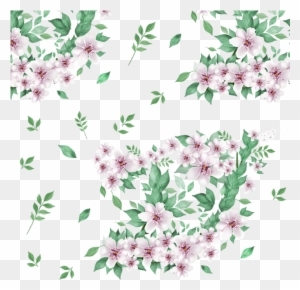 Beautiful Floral Flowers With Green Leaf Vector Png, - Portable Network Graphics