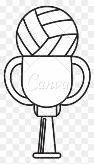 Trophy Of Volleyball - Basketball Outline
