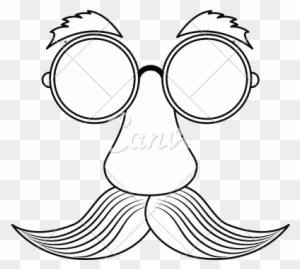 Old Man With Glasses And Beard Vector Icon Illustration - Line Art
