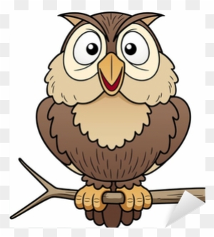 Illustration Of Cartoon Owl Sitting On Tree Branch - Cartoon Picture Of Owl
