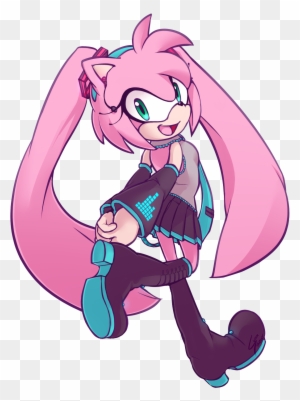 Amy As Miku ♡ - Amy Rose Hatsune Miku - Free Transparent PNG  