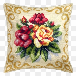 Borduur Pakket Kussen - Spring Flowers Cushion Front Chunky Cross Stitch Kit