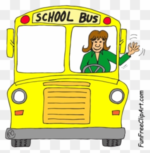 School Bus Front With Waving Bus Driver - School Bus Driver Cartoon - Free  Transparent PNG Clipart Images Download