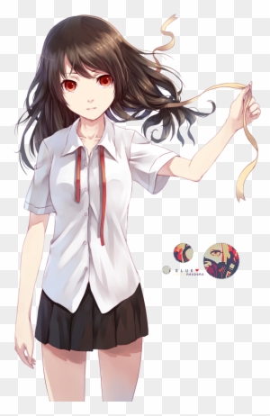 Anime Girl With Brown Hair And Red Eyes