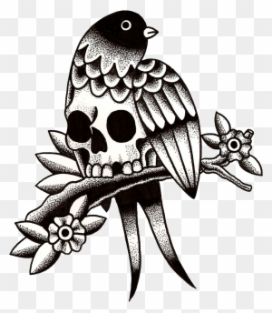 Kyler Martz Bird And Skull - Bird Skull Tattoo Flash