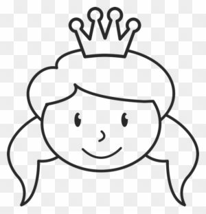Girl Face With Crown And Pigtails Stamp - Stick Figure Girl Head