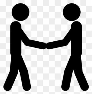 Two Stick Man Variants Shaking Hands Vector - People Shaking Hands Icon