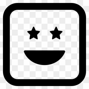 Smiling Happy Emoticon Square Face With Eyes Like Stars - Smile