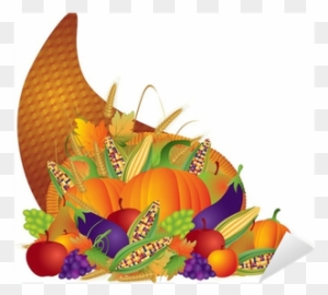 Thanksgiving Day Fall Harvest Cornucopia Illustration - Cornucopia Border