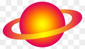 Free Clip Art Of A Neon Yellow And Red Ringed Planet - Outer Space Planets Clipart