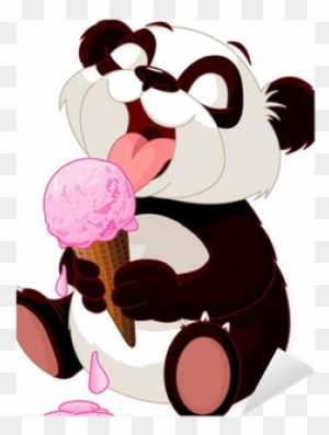 Cute Panda Bear With Ice Cream Carto Throw Blanket
