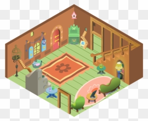 Ioverd, Building, Fluttershy's Cottage, Interior, Isometric, - Pony Fluttershy House