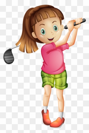 Girl Playing Golf Clipart