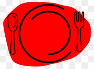 Red Plate Knife Clip Art At Clker - Spoon And Fork