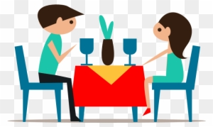 Table Dinner Cartoon - Couple Cartoon Eating Together