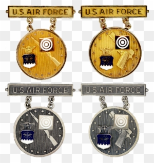 Former Usaf Gold And Silver Elementary Eic Badges - Excellence In Competition Badge Air Force
