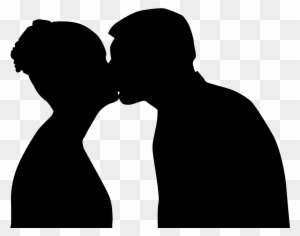 Two People Kissing Silhouette At Getdrawings - Clipart Man And Woman Kissing