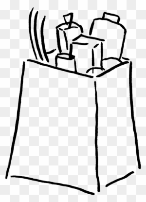 Grocery Bag Clipart - Black And White Grocery Bag Clipart