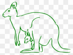 Kangaroo Baby Stand Carry Outline Animal W - Kangaroo Clip Art