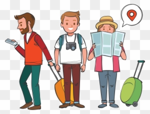 Drawing Travel Cartoon Clip Art - Friends Traveling Drawing