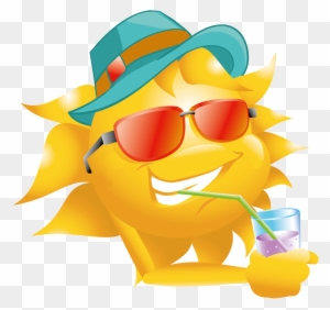 Sun Hat Straw Hat Clip Art - Clipart Of Sun Drinking Juice