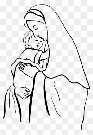 Clipart - Mary And Jesus Coloring Page