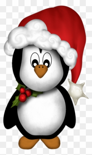 Penguin With Santa Hat - Cute Penguin Christmas Clipart