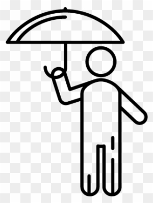 Stick Man With Umbrella Vector - Stick Man Holding Umbrella