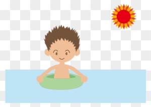 2018 New Year - Boy In The Sea Clipart
