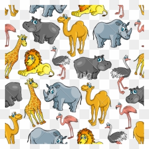 African Jungle And Safari Animals Cartoon Pattern - Safari Cartoon