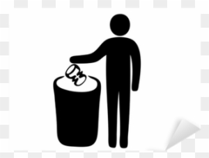 Pictogram Of Man Putting Garbage In Dustbin Sticker - Keep The Environment Clean