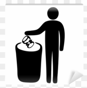 Pictogram Of Man Putting Garbage In Dustbin Wall Mural - Keep The Environment Clean