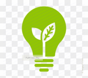 Vector Icon Of Electric Lamp With Young Shoots Growing - Energy Saving Light Icon