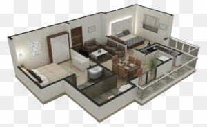 Building Floor Plan Design - Living Room Isometric View