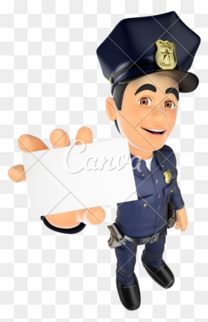 3d Policeman With A Blank Card - 3d Realistic Friendly Police Man Character Policeman