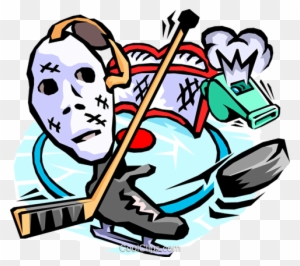 Hockey, Goalie Mask, Stick, Whistle Royalty Free Vector - Hockey Equipment Clipart
