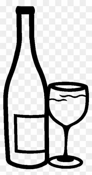 Drinks - Meat - Wine Bottle And Glass Clipart