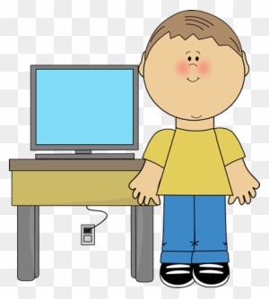 Clipart Of A Boy Using Computer Classroom Technology - My Cute Graphics Computer