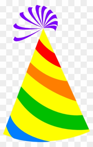 Rainbow Party Hat Yellow Clip Art - Transparent Background Birthday Hat Clipart