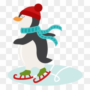 Ice Skating Penguin Svg Scrapbook Shape Winter Svg - Illustration
